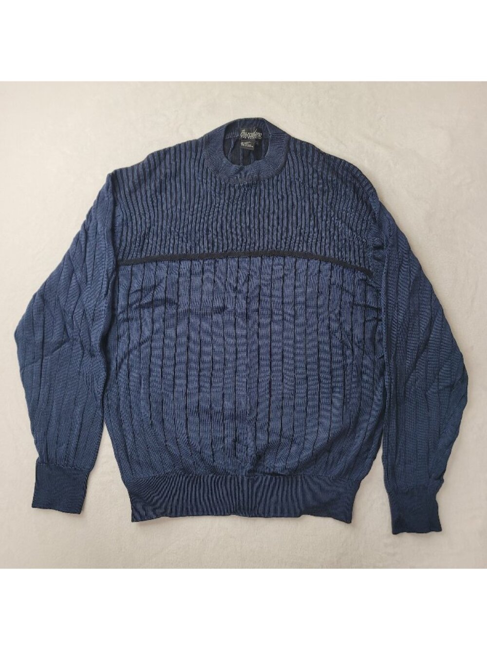 Barcelino San Francisco Men's Blue Ribbed Pullover Sweater Size L